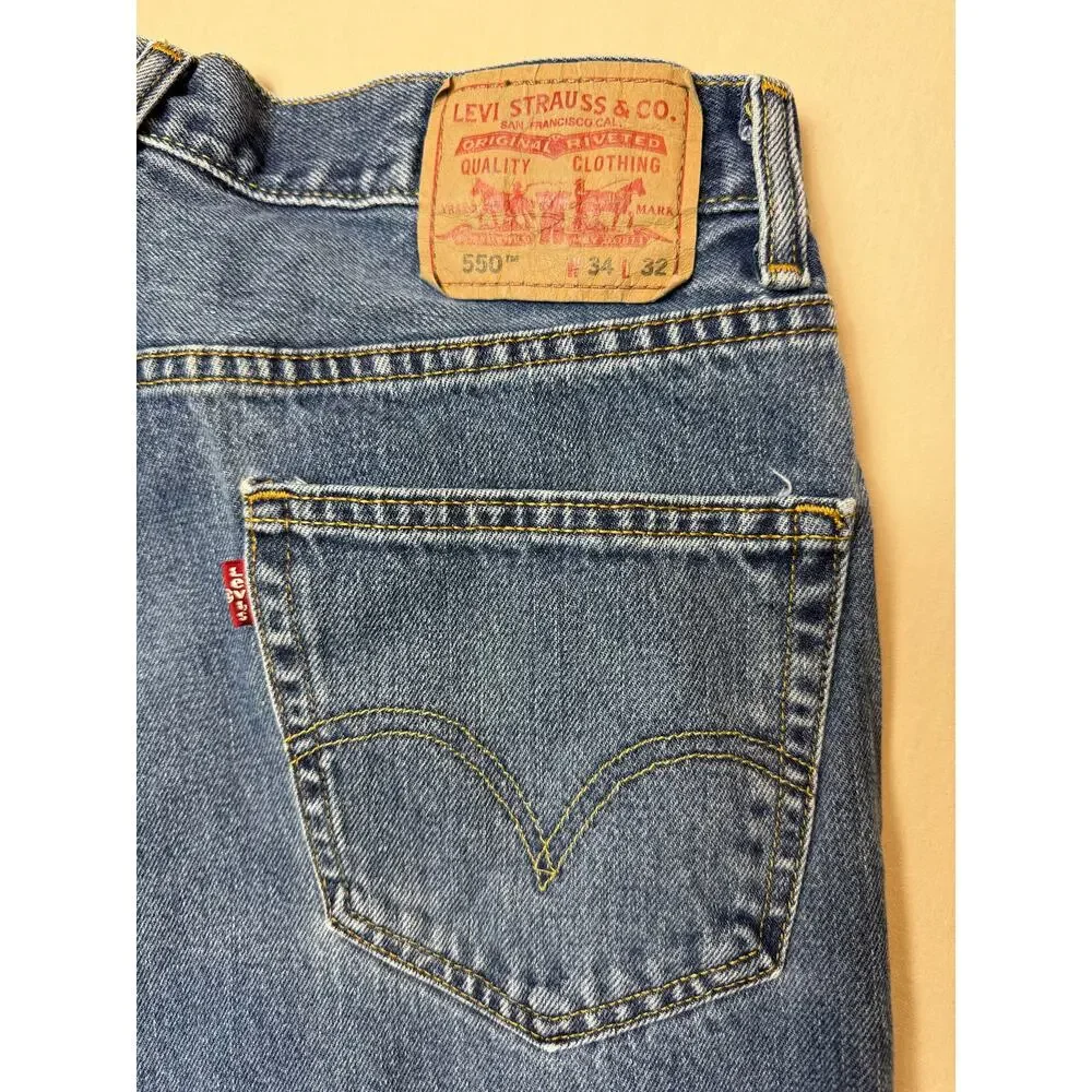 Mens Levi’s 550 Relaxed Fit‎ 34x32 Blue Denim Jeans Classic Straight